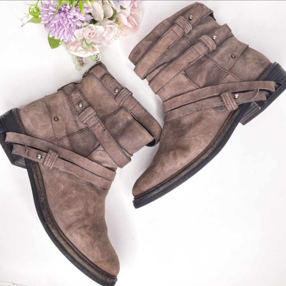 Dolce Vita Brown Gray Taupe Suede Harness Boots